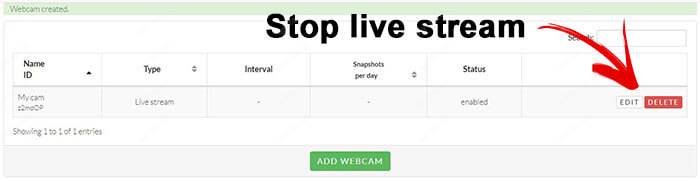 Web-IO-Livestream-CamTab Webcam.IO Delete Stream