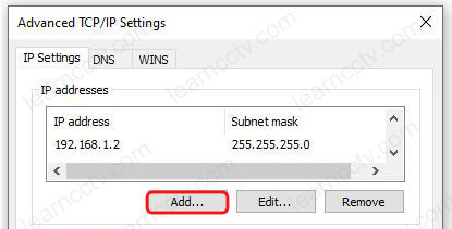 Windows Ethernet Properties Add IP Windows Ethernet Properties Add IP
