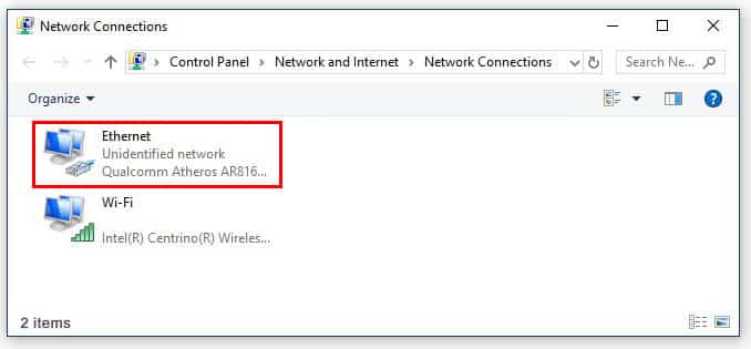 Windows network connection Ethernet Windows network connection Ethernet