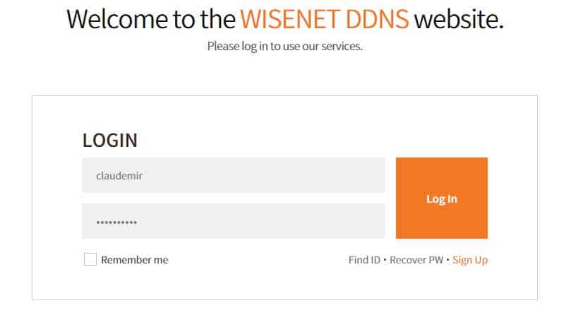 Wisenet DDNS Login Page Wisenet DDNS Login Page