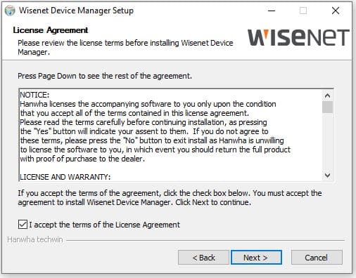 Wisenet Device Manager install 02 Wisenet Device Manager install 02