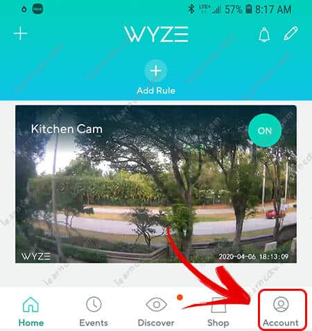 Wyze Cam Account Menu Wyze Cam Account Menu