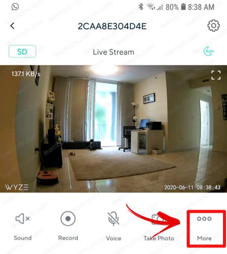 Wyze Cam App Menu More Wyze Cam App Menu More