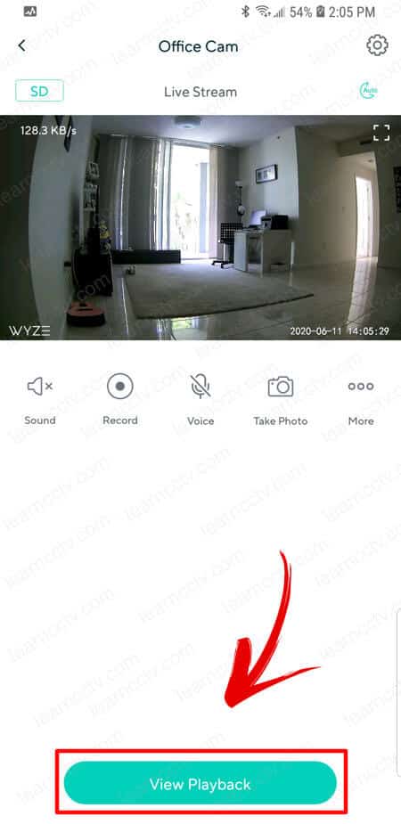 Wyze Cam App Playback button Wyze Cam App Playback button