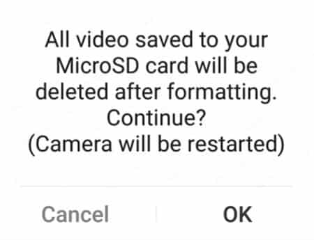 YI Home App Micro SD card format alert YI Home App Micro SD card format alert