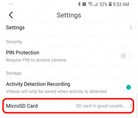 YI Home App Micro SD card YI Home App Micro SD card