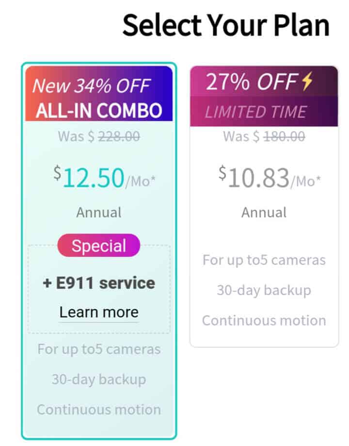 Yi Home Cloud service price Yi Home Cloud service price