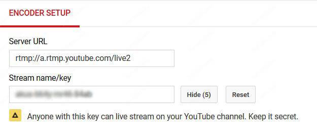 YouTube Encoder Setup YouTube Encoder Setup