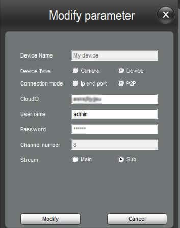 Zosi DVR Device Management Modify Parameter Zosi DVR Device Management Modify Parameter