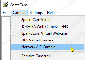 Add camera menu Add camera menu