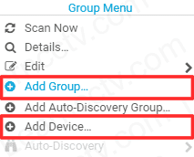 Add group and device to the PRTG software Add group and device to the PRTG software