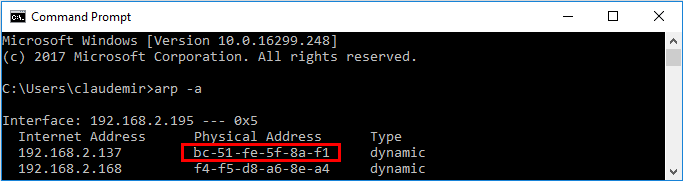 Arp-a-MAC-Address-Swann-DVR Arp -a to find the Swann Mac Address