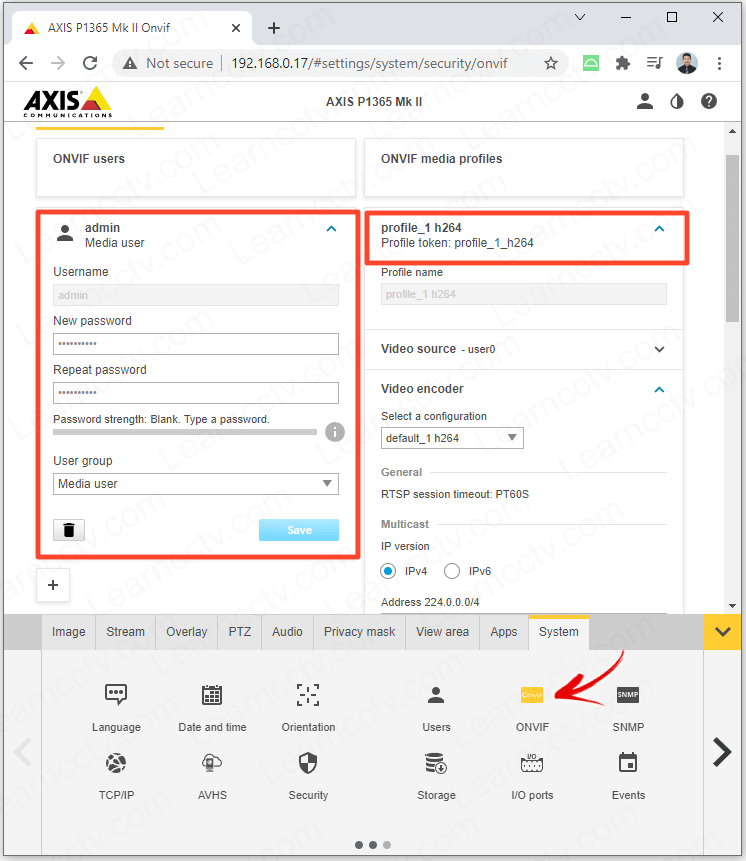 Axis Camera ONVIF configuration Axis Camera ONVIF configuration