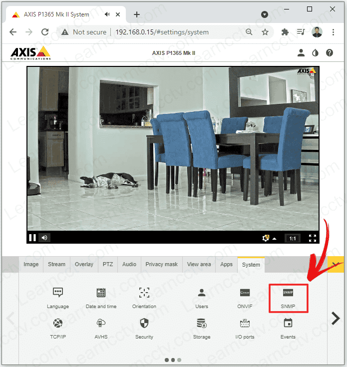 Axis camera SNMP menu Axis camera SNMP menu