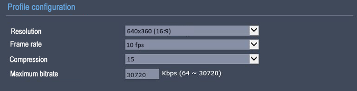 Bitrate-configuration-IP-camera-640-360-15FPS bitrate at 640x360 15FPS