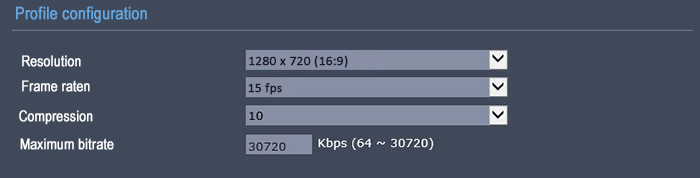 Bitrate-configuration-IP-camera-720p-15FPS Bitrate on 720p 15FPS