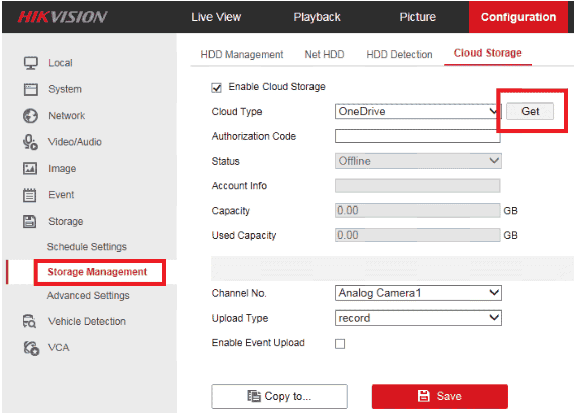 Enable One Drive on Hikvision Camera Enable One Drive on Hikvision Camera