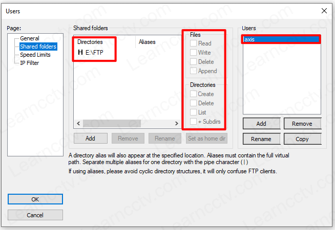 Filezilla shared folder configuration details Filezilla shared folder configuration details