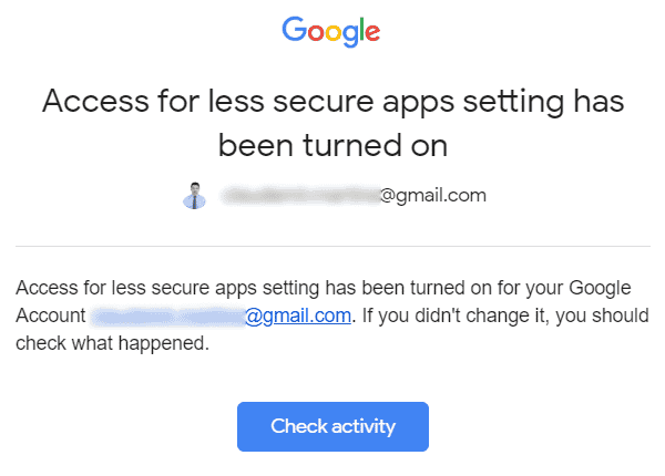 Google Less Secure apps Alert Google Less Secure apps Alert