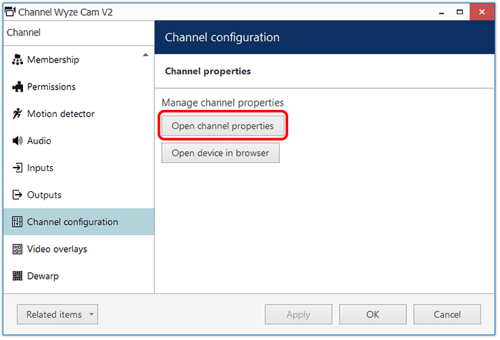 Luxriot Configuration Devices Wyze Cam Channel Config Properties Luxriot Configuration Devices Wyze Cam Channel Config Properties