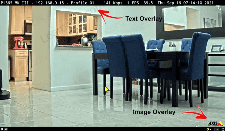 Axis camera with overlay text Axis camera with overlay text
