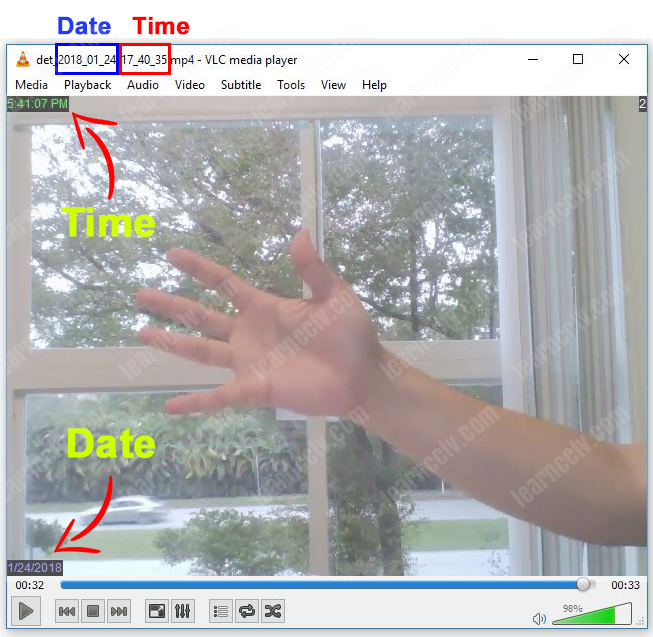 Contacam shows date and time information Contacam shows date and time information