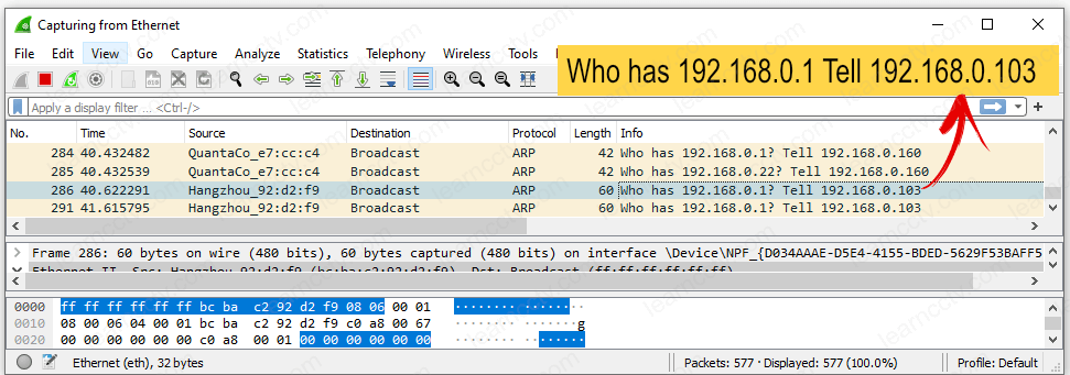 Wireshark has the IP camera information Wireshark has the IP camera information